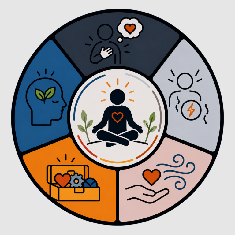 Grounding and Regulation Module Icon | Fynix Youth Programme Illustrated icon representing grounding techniques, emotional regulation and practical wellbeing tools.