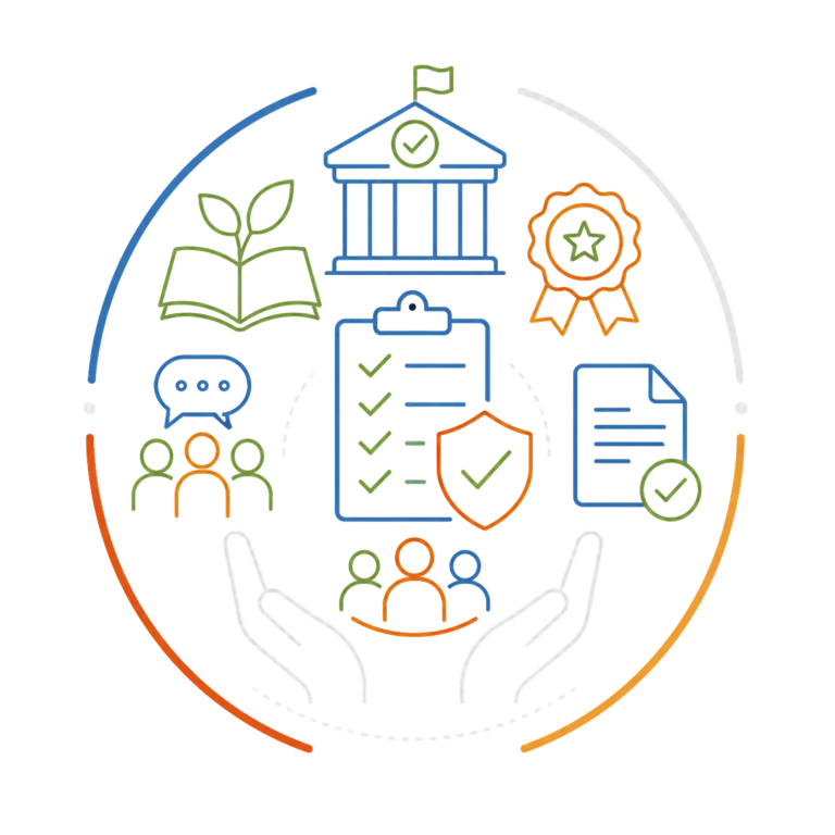 Organisational Development & Commissioner Readiness | Fynix Project Icon representing organisational development, quality assurance, evidence-informed practice and commissioner readiness within Fynix Project.