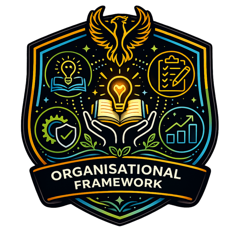 Organisational Framework Development | Fynix Project Organisational framework development icon representing governance, strategy, compliance and organisational growth.