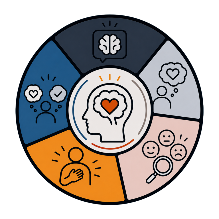 Understanding Emotions Module Icon | Fynix Youth Programme Illustrated icon representing emotional awareness, understanding feelings and self-awareness for young people.