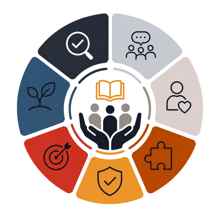 Our Approach | Trauma-Informed Training, Wellbeing & Psychological Safety | Fynix Project Approach icon representing trauma-informed learning, growth, collaboration, wellbeing and practical development.