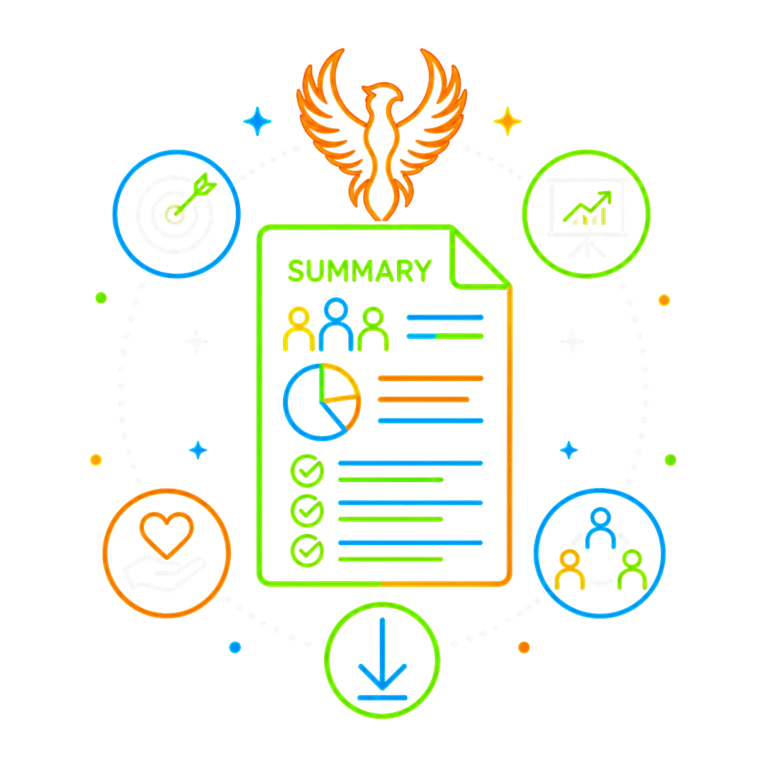 Executive Summary Icon | Fynix Youth Programme Illustrated icon representing the programme executive summary for leaders, commissioners and decision-makers.