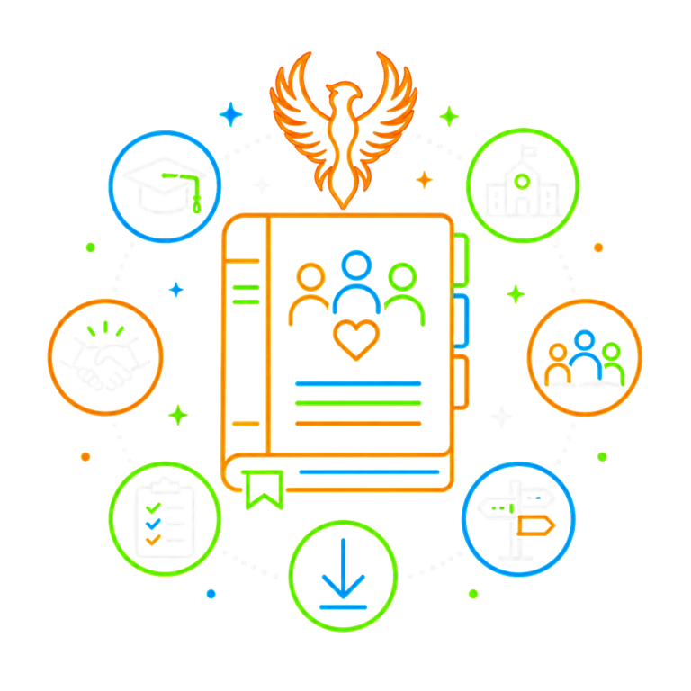 Programme Guide and Commissioning Icon | Fynix Programme Illustrated icon representing programme delivery guidance, commissioning information and implementation support.