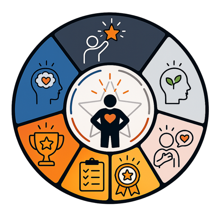 Confidence and Strengths Module Icon | Fynix Youth Programme Illustrated icon representing confidence, personal strengths, achievements and growth mindset development.
