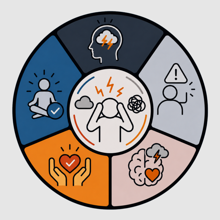 Stress and Pressure Module Icon | Fynix Youth Programme Illustrated icon representing stress awareness, coping strategies and emotional wellbeing support for young people.