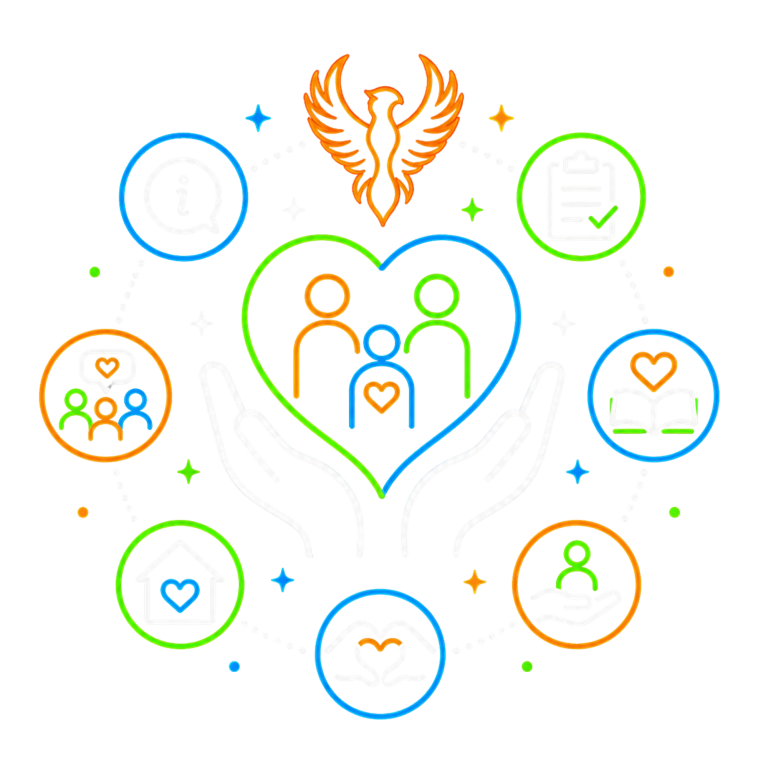 Parent and Carer Information Icon | Fynix Programme Illustrated icon representing information and support resources for parents and carers of young participants.