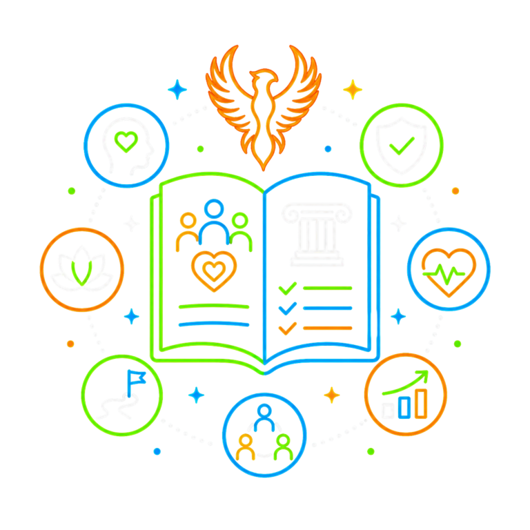 Youth Wellbeing Learning Framework Icon | Fynix Programme Illustrated icon representing the emotional awareness, resilience and wellbeing learning framework for young people.